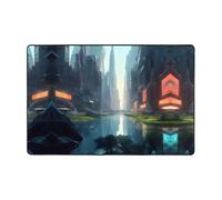 WZYWHJ Alfombra antideslizante con diseño de la ciudad en el agua, suave y cómoda, buena absorción de agua. Tamaño para sala de estar y balcón