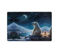 WZYWHJ Alfombra antideslizante con diseño de oso polar que mira a las estrellas, 72 x 48 pulgadas, para sala de estar, oficina, mesa de café, cama, balcón