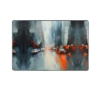 WZYWHJ Alfombra antideslizante con estampado de ciudad borrosa, suave y cómoda, buena absorción de agua. Nombre para sala de estar y balcón