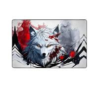 WZYWHJ Alfombras de área, alfombra de sala de estar, alfombra antideslizante para guardería, alfombra de juego, 60 x 39 pulgadas, impresión de sangre goteando la cabeza de un lobo