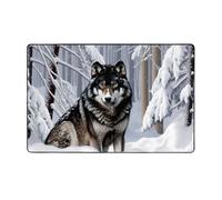 WZYWHJ Alfombras de área, alfombra de sala de estar, alfombra de pasillo, alfombra de guardería, alfombra de juego, 60 x 39 pulgadas, estampado de lobo en la nieve