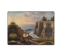 WZYWHJ Alfombras de área, alfombra para sala de estar, alfombra de pasillo antideslizante, alfombra de juegos de 203 x 147 cm, estampado "Looking out to sea"