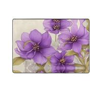 WZYWHJ Alfombras de área, para sala de estar, alfombra de pasillo, alfombra de guardería, alfombra de juego, alfombra de 80 x 58 pulgadas, hermosas flores moradas impresas
