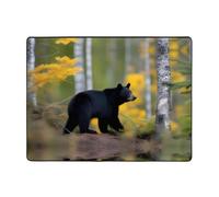 WZYWHJ Alfombras de área, para sala de estar, alfombra de pasillo antideslizante, alfombra de juegos de 63 x 48 pulgadas y pequeños osos negros impresos