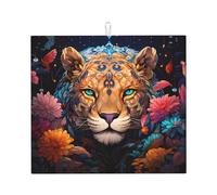 WZYWHJ Alfombrilla de secado colorida con estampado de leopardo para cocina: hecha de esponja absorbente de agua, con cordón para colgar 45,7 x 40,6 cm