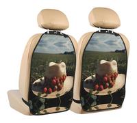 WZYWHJ Almohadilla de almacenamiento para asiento de coche con estampado de fresas silvestres en un sombrero de paja, 2 piezas, bolsa de almacenamiento multifuncional para asiento de coche después de