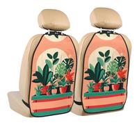 WZYWHJ Almohadilla de almacenamiento para asiento de coche con estampado de plantas verdes en maceta, 2 piezas, protector de asiento multifuncional después de la instalación