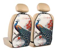 WZYWHJ Almohadilla de almacenamiento para asiento de coche con estampado de plumas de pavo real, 2 piezas, bolsa de almacenamiento multifuncional después de la instalación