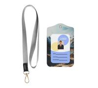 Wzywhj Alpine Line - Funda protectora de piel para tarjeta de identificación con cuerda desmontable para colgar