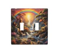 WZYWHJ Animal Park Under the Rainbow - Placa decorativa de pared con impresión de 4.5 x 4.5 pulgadas, duradera y elegante para zonas residenciales y comerciales