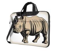 WZYWHJ Animal Rhino Prints - Bolsa para portátil con interior suave, múltiples bolsillos, ideal para hombres, viajes y negocios, color negro, 14 pulgadas