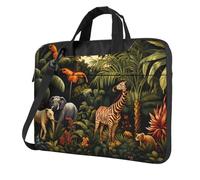 WZYWHJ Animals In The Rainforest Prints - Bolsa portátil ultrafina de un solo hombro, accesorios de computadora, suave a prueba de golpes para portátiles, Black, 13 inch
