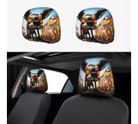 WZYWHJ Art Doodle Dog - Funda de almohada para coche, 2 piezas, accesorios de funda de asiento, funda protectora universal