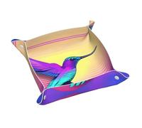 WZYWHJ Bandeja de almacenamiento de cuero para mesita de noche, escritorio, tocador y más, fácil de limpiar, impresión de colibrí volador pequeño
