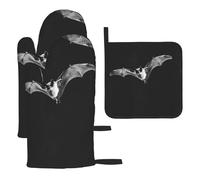 WZYWHJ Bats in The Sky - Juego de 3 manoplas de horno estampadas, tela gruesa, duradera e impermeable para protección contra el calor
