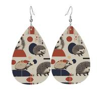WZYWHJ Bauhaus - Pendientes de piel con diseño de erizo, diseño de gotas de agua, artículos de moda para mujer