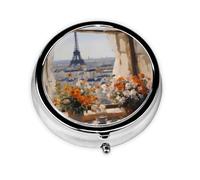 WZYWHJ Beautiful Pylons in The Distance - Caja de medicina circular impresa de viaje, portátil con compartimentos, mini dispensador de píldoras