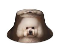 WZYWHJ bichon frise - Sombrero de pescador con imagen de perro, reflectante de doble cara, para viajes al aire libre, gorra de verano para playa
