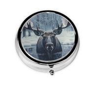 WZYWHJ Big Bull Elk Printing - Caja de medicina circular de almacenamiento, portátil de viaje con compartimentos, mini dispensador de píldoras