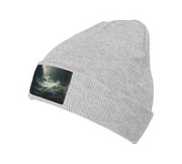 WZYWHJ Black The Turbulent Sea Surface - Gorro de lana para adultos, cómodo gorro cálido para otoño e invierno, Gris, talla única