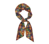 WZYWHJ Block Harmony - Pañuelo de seda de tiras largas para mujer, pañuelo de satén suave y sedoso