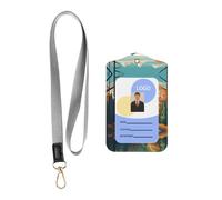 Wzywhj Blue Ridge Parkway Mountains - Funda protectora de piel para tarjeta de identificación con cuerda desmontable para colgar