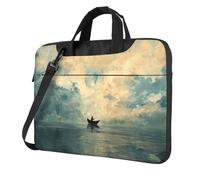 WZYWHJ Boat on the horizon Prints - Bolsa portátil ultrafina de un solo hombro, accesorios de computadora, suave a prueba de golpes para portátiles, Black, 14 inch