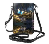 WZYWHJ Bolsa cruzada de cuero con solapa estampada Butterflies in the Forest - Regalo versátil para mujeres, caminar, acampar, ir de compras y viajar