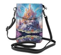 WZYWHJ Bolsa cruzada de cuero con solapa y estampado de castillo de cristal de lujo, regalo versátil para mujeres, caminar, acampar, ir de compras y viajar