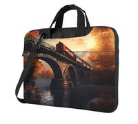 WZYWHJ Bolsa para portátil de 33.0 cm Trains on the Bridge con interior suave, múltiples bolsillos, ideal para hombres, viajes y negocios