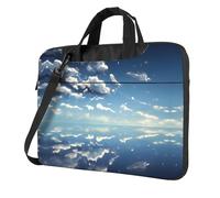 WZYWHJ Bolsa portátil ultrafina de un solo hombro con estampado de cielo azul y nubes blancas, accesorios de computadora, suave a prueba de golpes para portátiles, Black, 13 inch