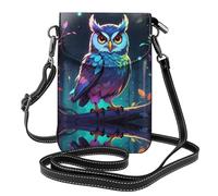 WZYWHJ Bolso cruzado de cuero para mujer con estampado de búho que brilla en la oscuridad con correa de hombro ajustable