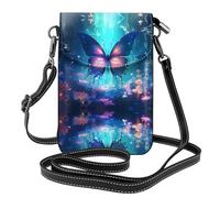 WZYWHJ Bolso cruzado de piel con solapa para teléfono con estampado de mariposas, regalo versátil para mujeres, caminar, acampar, ir de compras y viajar