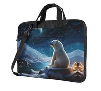 WZYWHJ Bolso portátil ultrafino con diseño de oso polar mirando las estrellas, accesorios para computadora portátil suave a prueba de golpes para portátiles, Black, 13 inch