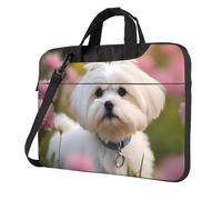 WZYWHJ Bonita bolsa para portátil con estampado de perro maltés, interior suave, múltiples bolsillos, ideal para hombres, viajes y negocios, Negro, 14 inch