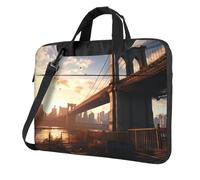WZYWHJ Brooklyn Bridge Prints - Bolsa para portátil con interior suave, múltiples bolsillos, ideal para hombres, viajes y negocios, color negro, 14 pulgadas