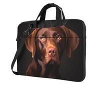 WZYWHJ Brown Labrador Retriever - Bolsa para portátil con interior suave, múltiples bolsillos, ideal para hombres, viajes y negocios, color negro, 14 pulgadas