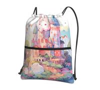 WZYWHJ Bunny On The Castle - Mochila con cremallera y cordón para senderismo, camping, yoga, cómoda de llevar a diario