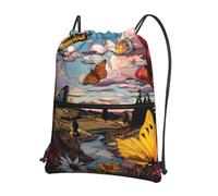 WZYWHJ Butterflies In The Valley - Mochila con cremallera y cordón para senderismo, camping, yoga, cómoda de llevar a diario