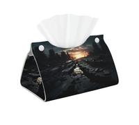 WZYWHJ Caja de almacenamiento decorativa con estampado de cielos oscuros con bolsa rectangular de cuero y base de soporte