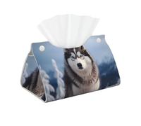 WZYWHJ Caja de almacenamiento decorativa con estampado de husky siberiano con bolsa rectangular de cuero y base de soporte