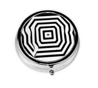 WZYWHJ Caja de medicina circular con impresión circular en blanco y negro, portátil, de viaje, con compartimentos, mini dispensador de píldoras