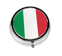 WZYWHJ Caja de medicina circular con impresión de bandera de Italia, portátil de viaje con compartimentos, mini dispensador de píldoras