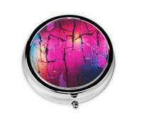 WZYWHJ Caja de medicina circular con impresión de pared rota, portátil, de viaje, con compartimentos, mini dispensador de píldoras