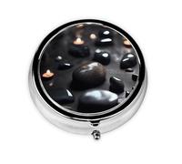 WZYWHJ Caja de medicina circular con impresión de piedra de corazón misterioso, portátil, de viaje, con compartimentos, mini dispensador de píldoras