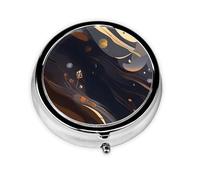 WZYWHJ Caja de medicina circular de impresión media oscura, portátil de viaje con compartimentos, mini dispensador de píldoras