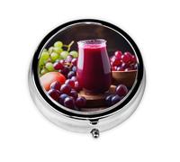 WZYWHJ Caja de medicina circular impresa con jugo de uva agridulce, portátil, de viaje, con compartimentos, mini dispensador de píldoras