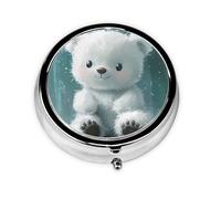 WZYWHJ Caja de medicina circular impresa Little White Bear in The Rain, portátil de viaje con compartimentos, mini dispensador de píldoras