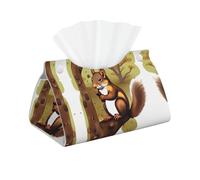WZYWHJ Caja de pañuelos rectangular para toallas de papel con impresión de ardilla que come nueces, con correa inferior, moderna bolsa de almacenamiento decorativa