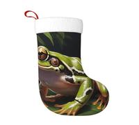 WZYWHJ Calcetín de Navidad - Calcetín decorativo festivo de felpa para fiestas de vacaciones y regalos, estampado de rana de árbol de rayo